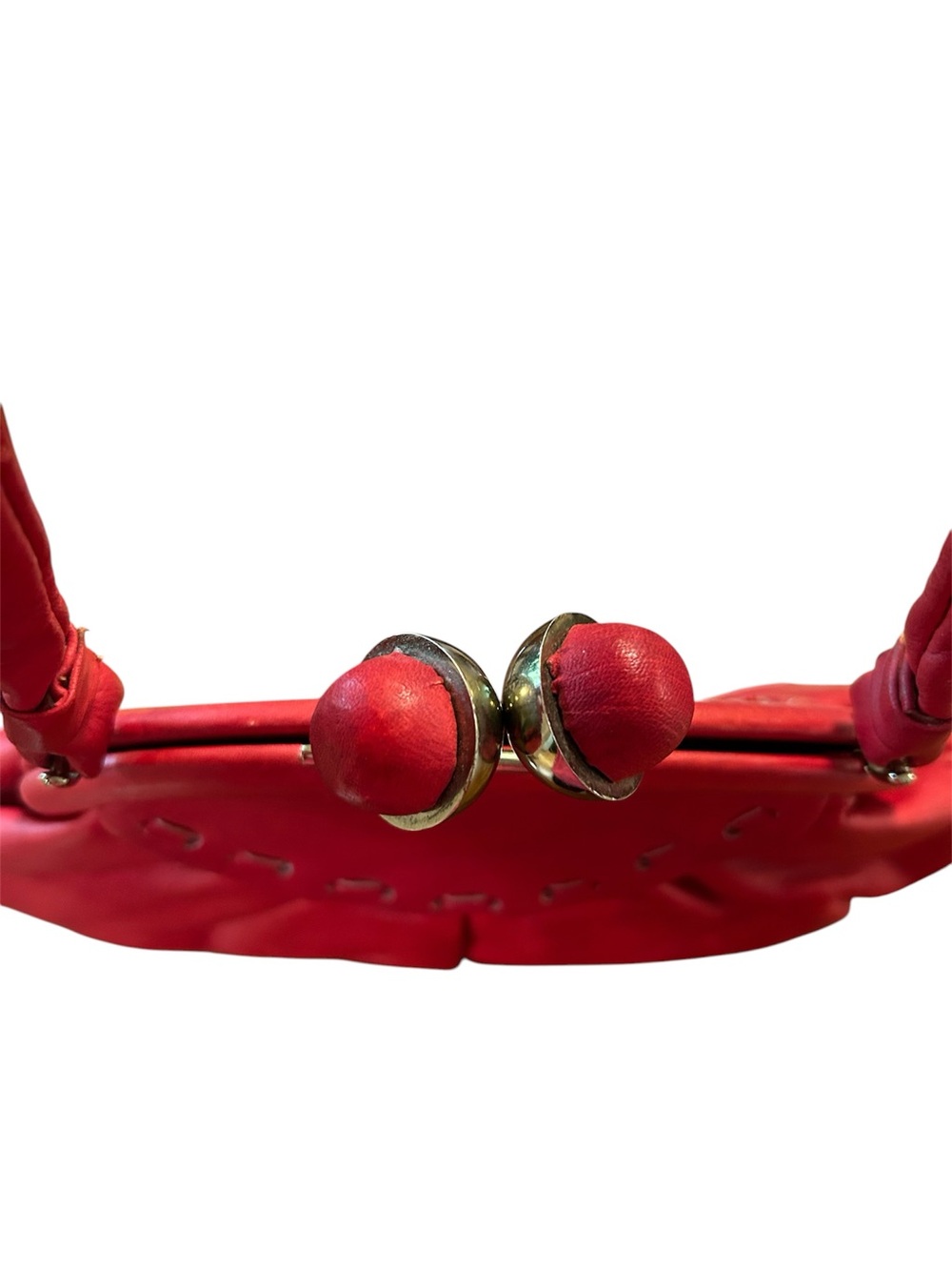 Vintage Red Women's Leather Kiss-Lock Shoulder Bag - Picture 3 of 7